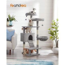 Songmics - feandrea Arbre à chat, Tour de jeux 142 cm, Gris Clair par PCT160W01 - Gris clair