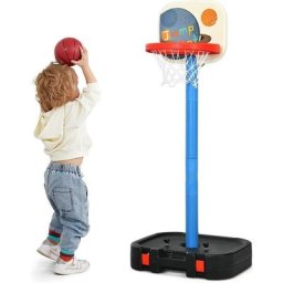 GOPLUS Panier de Basket pour Enfant avec 1 Basketball,Support de Basket Multifonctionnel pour