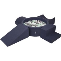 Aire De Jeux En Mousse Avec Rond Piscine à Balles (200 Balles) Pour Enfants, Bleu