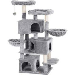 Songmics - feandrea Grand Arbre à Chat, avec 3 Niches, 164cm de Hauteur, Gris Clair par Gris Clair