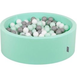 90X30cm/300 Balles ∅ 7Cm Piscine à Balles Pour Bébé Rond Fabriqué En ue, Menthe: Blanc/Gris/Menthe