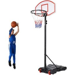 Costway - Panier de Basket sur Pied-Hauteur Réglable 178-208cm-Base de Lestage sur Roulettes en