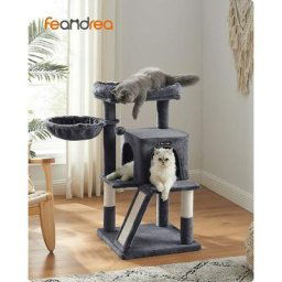 Songmics - feandrea Arbre à Chat, Tour de Jeux, Grand Plate-Forme, Gris Foncé par PCT51G - Gris