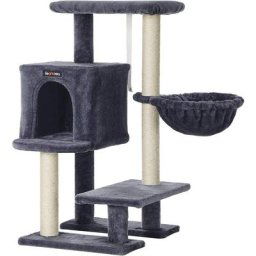 Songmics - feandrea Arbre à chat, Tour poteaux à gratter 84 cm, Gris Anthracite par Gris anthracite