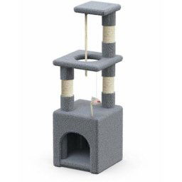 Vounot - Arbre à Chat 88cm avec Corde Griffoir Plateforme Niche Gris