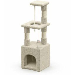 Vounot - Arbre à Chat 88cm avec Corde Griffoir Plateforme Niche Beige