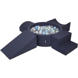 Aire De Jeux En Mousse Avec Rond Piscine à Balles (200 Balles) Pour Enfants, Bleu