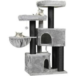 Grand arbre à chat stable pour grands chats avec grande barre à gratter en sisal, 2 grandes