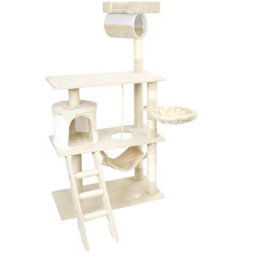 Fudajo - Arbre à chat beige / blanc Sisal 141cm Arbre d'escalade Grattage Jeux Ludique Animal