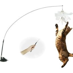 Jouets à Plumes pour Chats avec Cloche et Ventouse,Interactif Chatons Baguette Teaser Canne a Peche