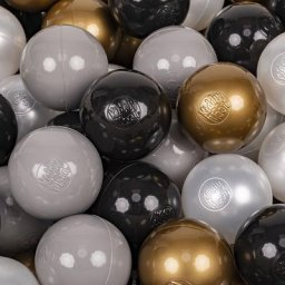 200 ∅ 7Cm Balles Colorées Plastique Pour Piscine Enfant Bébé Fabriqué En eu, Noir/Or/Gris