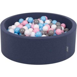 KiddyMoon 90X30cm/200 Balles ∅ 7Cm Piscine À Balles Pour Bébé Rond Fabriqué En UE, Bleu