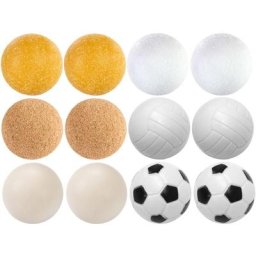 Mélange de balles de baby-foot, 6 ou 12 pièces, 6 sortes différentes (liège, pe, pu, abs), diamètre