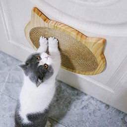 Monaco Pets - Grattoir, griffoir pour chats en bois mural ou à poser, tête de chat