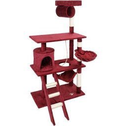 Fudajo - Arbre à chat rouge Sisal 141cm Arbre d'escalade Arbre de grattage Jeux Ludique Animal