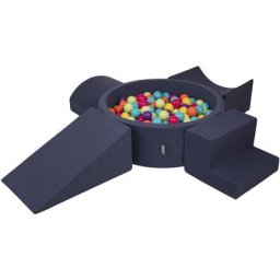 Aire De Jeux En Mousse Avec Rond Piscine à Balles (200 Balles) Pour Enfants, Bleu