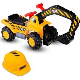 Costway - Excavatrice Tracteur Jouet pour Enfant Porteur de Quatre Pneus Vocal avec Casque de