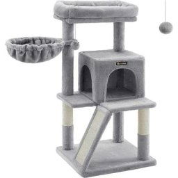 Songmics - feandrea Arbre à Chat, Tour de Jeux, Grand Plate-Forme, Gris Clair par PCT51W - Gris