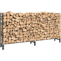 Unho - Range Bûche Extérieur Métal Large Porte Bûches Cheminée Métal 233cm Rangement Bois De