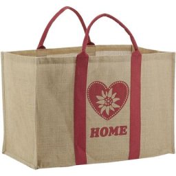 Sac à bûches en jute - Motifs rouge