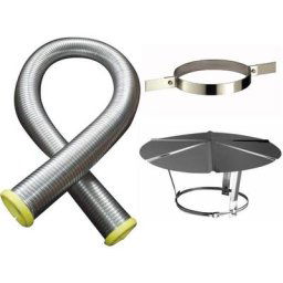 Poujoulat - Kit tubage flexible double peau inox diamètre 100 + collier de fixation haute + chapeau