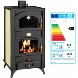Poêle à bois avec four pour système de chauffage central. Puissance de chauffage 5.4 + 16 kw.