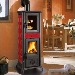 Nordica Extraflame - Poele a' bois La Four Gemma avec four en majolique bordeaux 7,2 kw 206 m