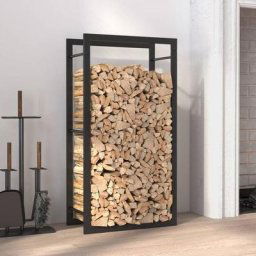 Portant de bois de chauffage Porte-bûches - Abri de stockage pour jardin - Noir mat 50x28x94 cm