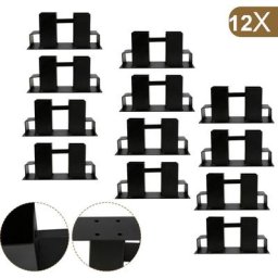 12x Aide à l'empilage du bois acier enduit, noir, abri en bois bricolage pour bois équarri,