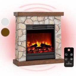 Klarstein - Cheminée électrique Lienz 1800W décor pierre Polystone Télécommande