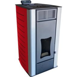 Poêle à granulés à eau Nemaxx PW18-RD Poêle à pellets de bois en acier rouge, puissance 18 kW,