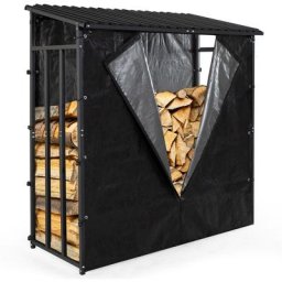 Idmarket - Abri de stockage en acier galvanisé pour bûches avec housse de protection 150 gr