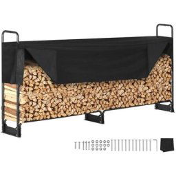 Range Buches Exterieur 259x36x117 cm Abri Bois de Chauffage avec Couverture Impermeable 600D Oxford