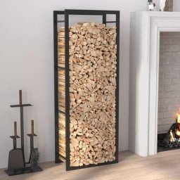 Maisonchic - Portant de bois de chauffage | Porte bûches et range bûches Noir mat 50x28x132 cm