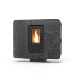 Poêle à granulés Thermorossi SlimQuadro Idra recouvert de cristal moondecor (fleurs grises) 14,3 kW