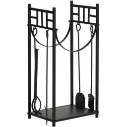 Serviteur de cheminée - porte bûches - range bûches multi-accessoires étagère bûches et petits bois