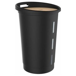 Coffre à granulés de bois noir 25kg maxi roulettes 39.7x60.5x5 EDA