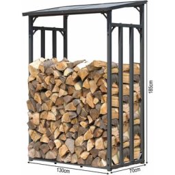 Quick Star - tagère en métal pour Bois de cheminée Anthracite 130 x 70 x 185 cm Distance Entre Les