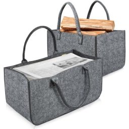 Panier à bois 4 x Sacs en feutre panier en feutre, sac à provisions, avec poignées 50 x 25 x 25 cm