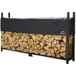 Shelterlogic - acier Étagère à bois pour cheminée Stockage de bois avec couverture noire 36x240x119