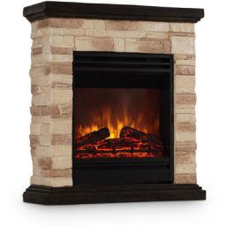 Klarstein - Kaprun Cheminée électrique 1800W décor pierre Polystone Télécommande - Marron Foncé