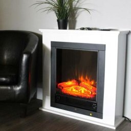 Cheminée électrique au sol Geneva 1800W Effet de feu + Cadre blanc