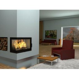 Insert cheminée d'angle levio 17 kw - Gris