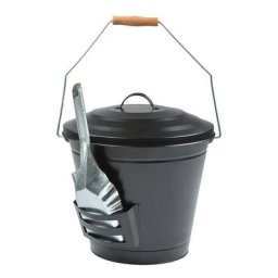 Seau à cendres avec pelle en bois - Noir - h 35.4 x d 12 cm - Livraison gratuite - Noir
