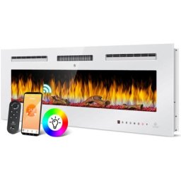 Cheminée électrique avec chauffage 9 modes de couleur effet de flamme led, poêle électrique