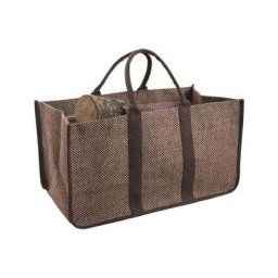 Aubry Gaspard - Sac bches en toile de jute anses marrons - Anses marrons