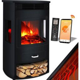 Cheminée électrique Prio avec chauffage Radiateur soufflant Télécommande 950/1 900 W Cheminée