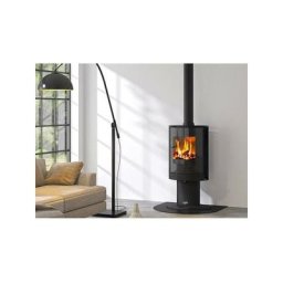 Godin - Poêle à bois tamaris étanche - Porte verre galbé - 8 kW - Rdt: 82,4% - b. 33 cm - Noir