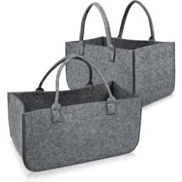 Panier à bois 2 x Sacs en feutre panier en feutre, panier à bois, avec poignées 50 x 25 x 25 cm