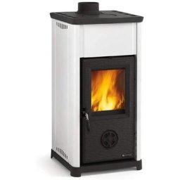 Nordica Extraflame - Poele a' bois La Tea avec revetement en acier porcelaine blanche 6,6 kw 189 m